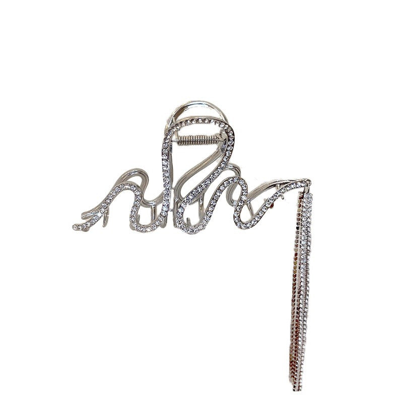 Diamond Snake Tassel Hair Claw Clips