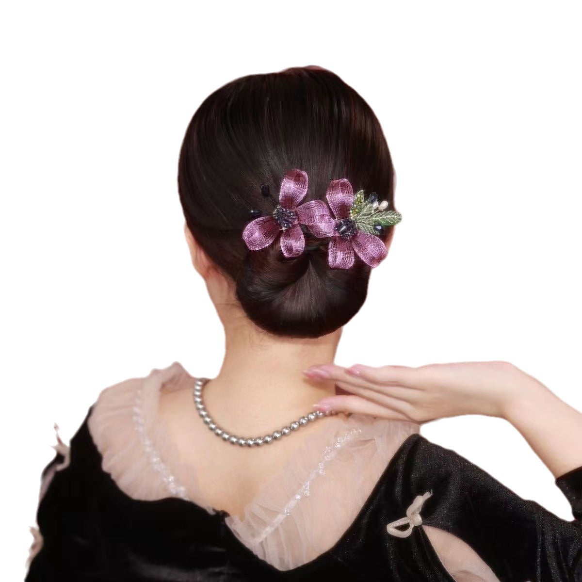 Handmade Embroidered Flower Hairstyle Maker Twist Clip