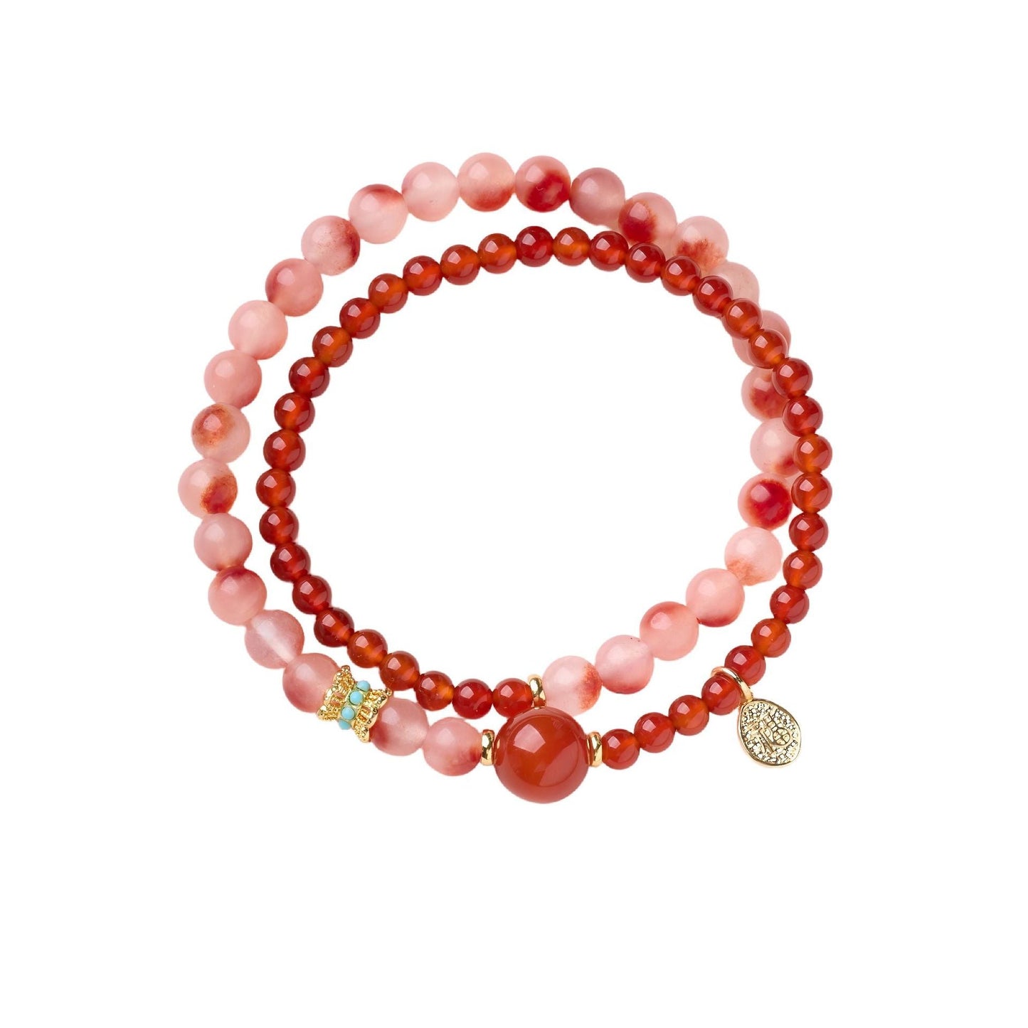 Natural Red Agate Double-Loop Healing Bracelet
