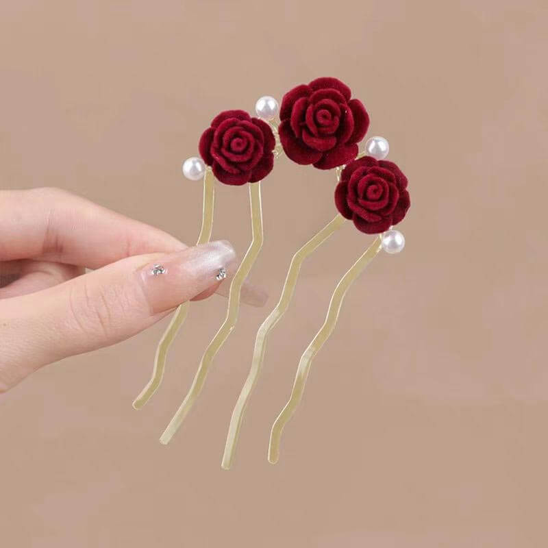 Rose Flower Hair Combs Bun Maker Updo Tools