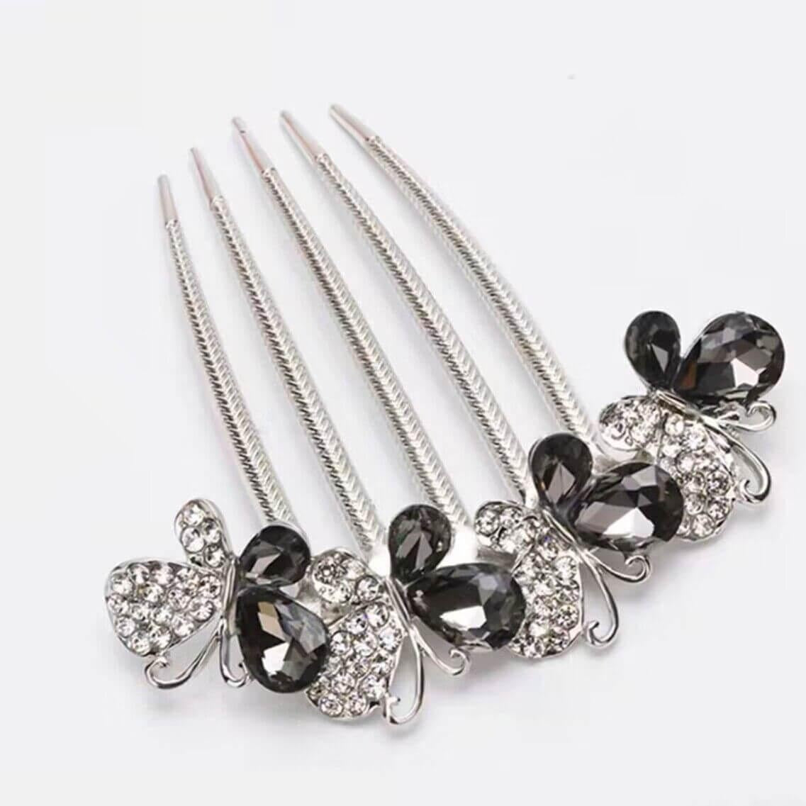 Rhinestone Butterfly Hair Comb Clips