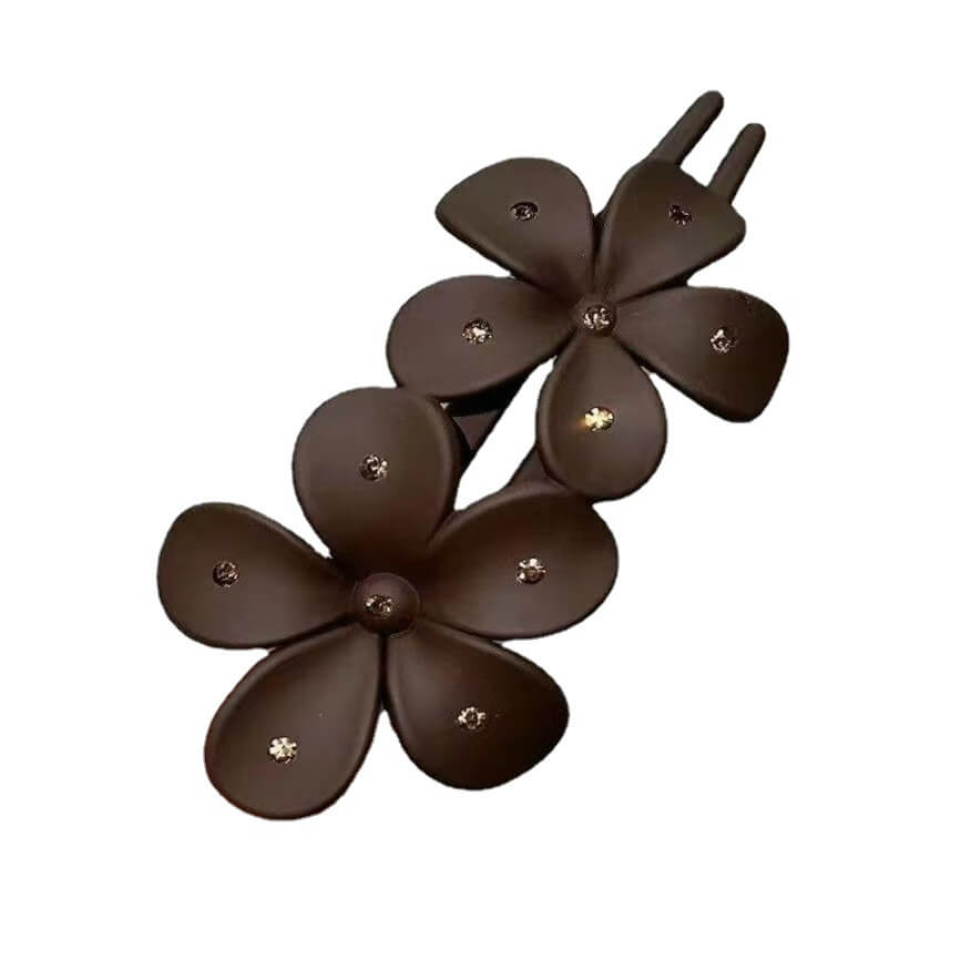 Diamond Flower Hair Clips Claws Bun Updo Holders