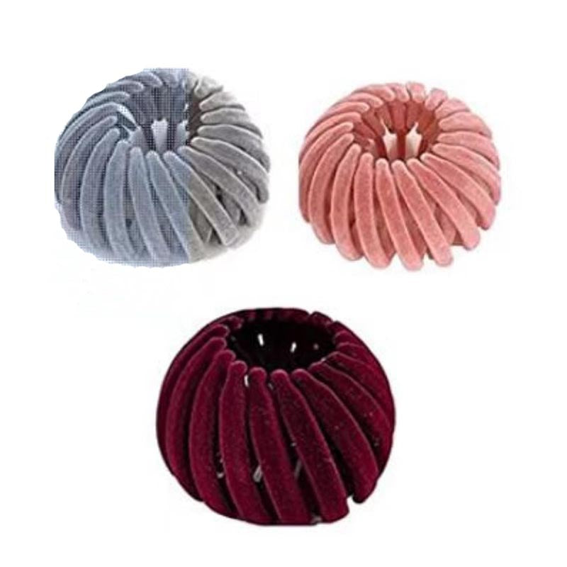 3 Pcs Bird Nest Bun Hair Clip Ponytail Holder