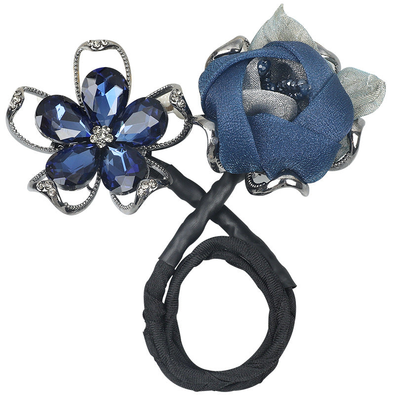 Handmade Flower Crystal Hair Bun Hairstyle Twist Clips