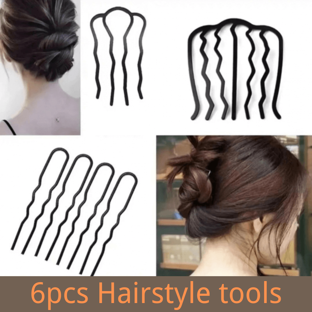 6Pcs Hair Pins Combs  French Twist Updo Hairstyle Tools