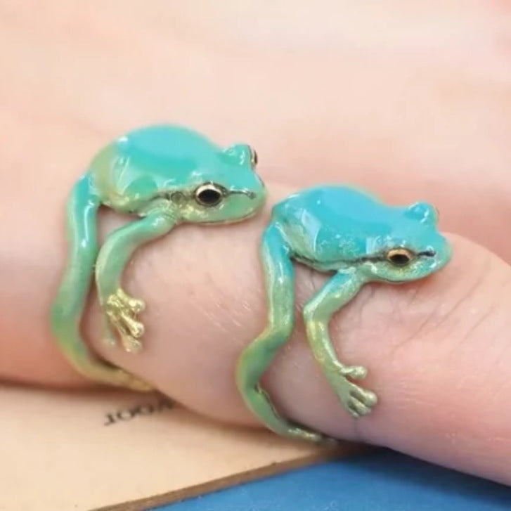Cute Green Quirky Frog Open Ring