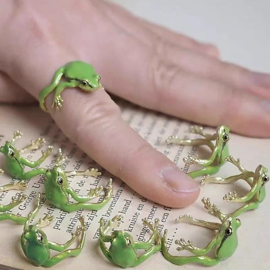 Cute Green Quirky Frog Open Ring