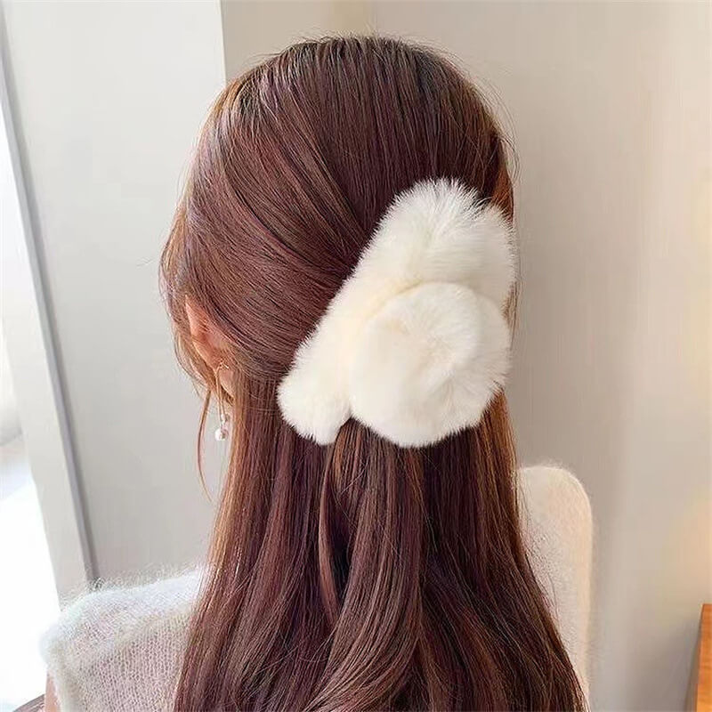 Cute Large Fuzzy Hair Claw Clip for Thick Thin Hair