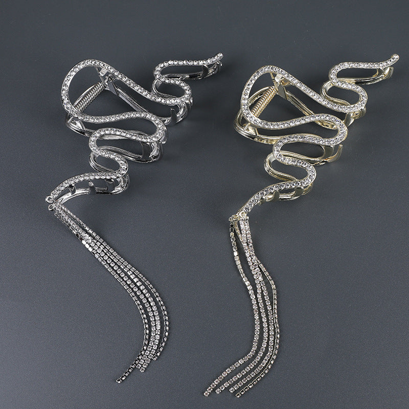 Diamond Snake Tassel Hair Claw Clips