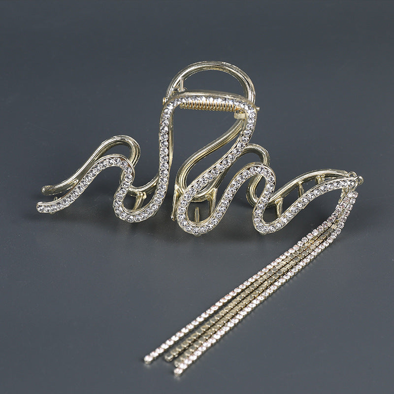 Diamond Snake Tassel Hair Claw Clips