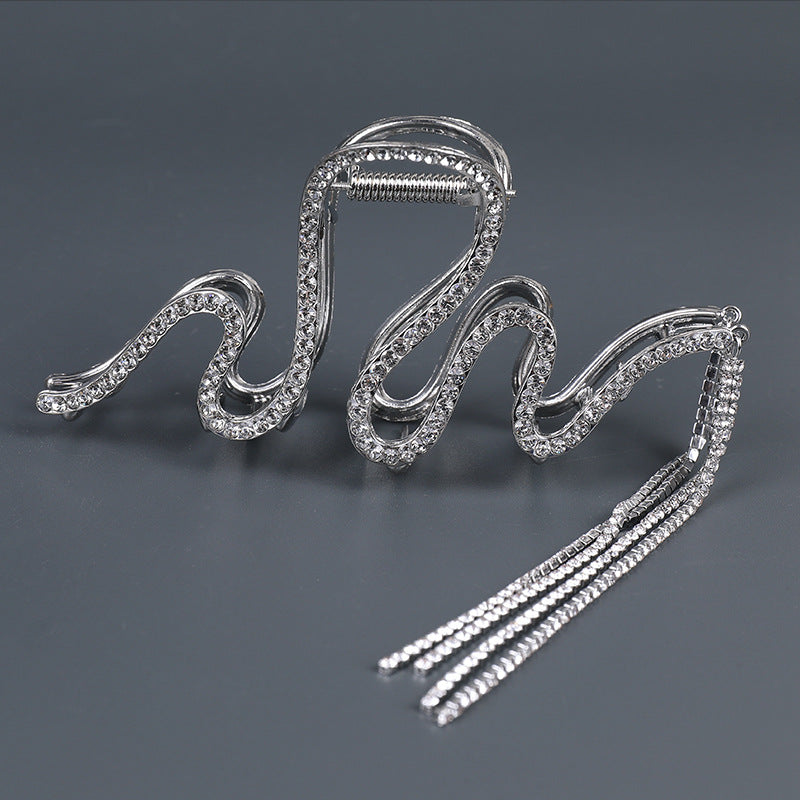 Diamond Snake Tassel Hair Claw Clips