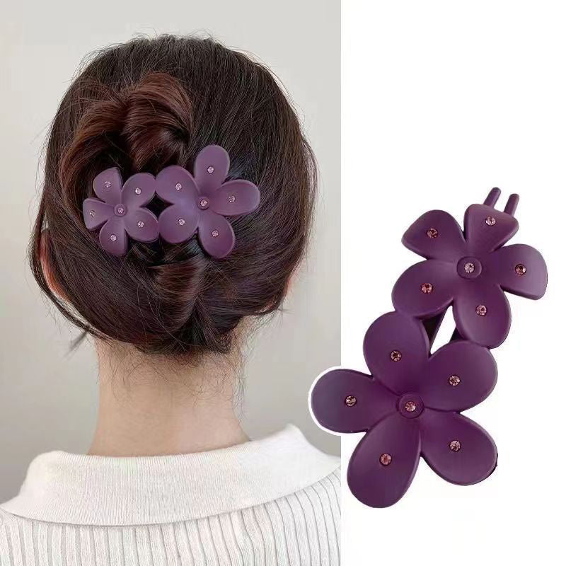 Solid Flower Hair Clips Claws Bun Updo Holders