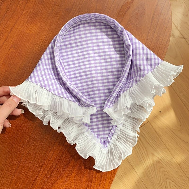 French Triangle Plaid headband and headscarf