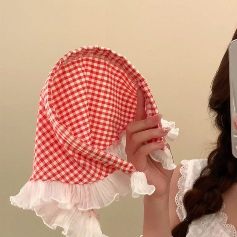 French Triangle Plaid headband and headscarf