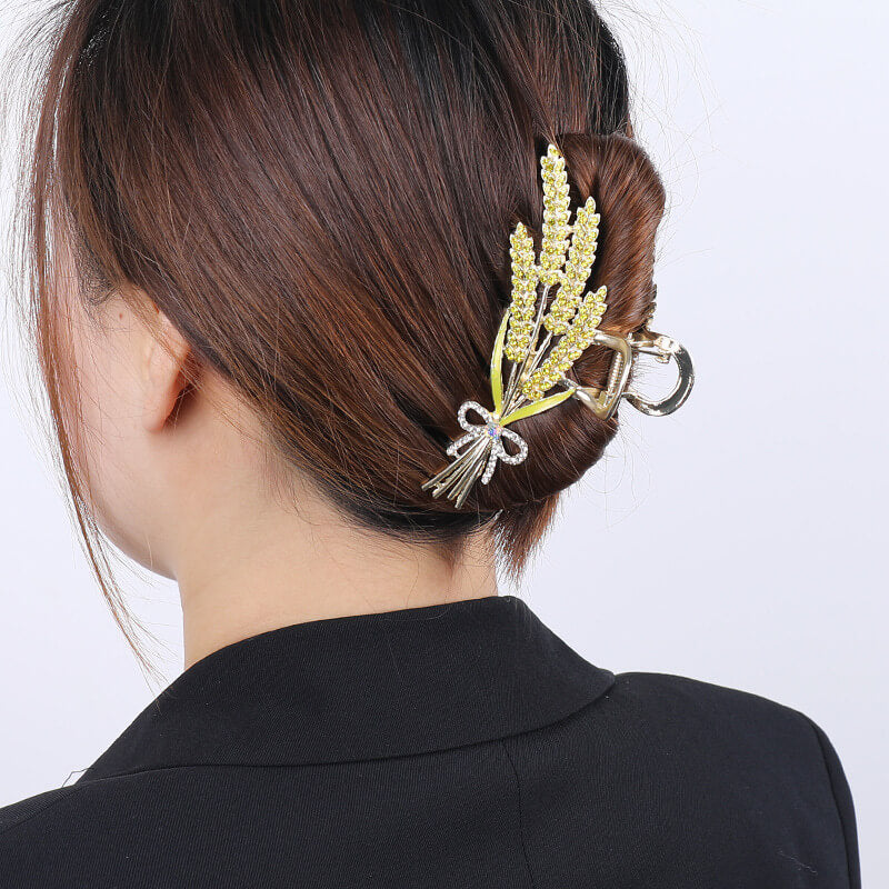 Gold Ear of Wheat French Hair Claw Clips