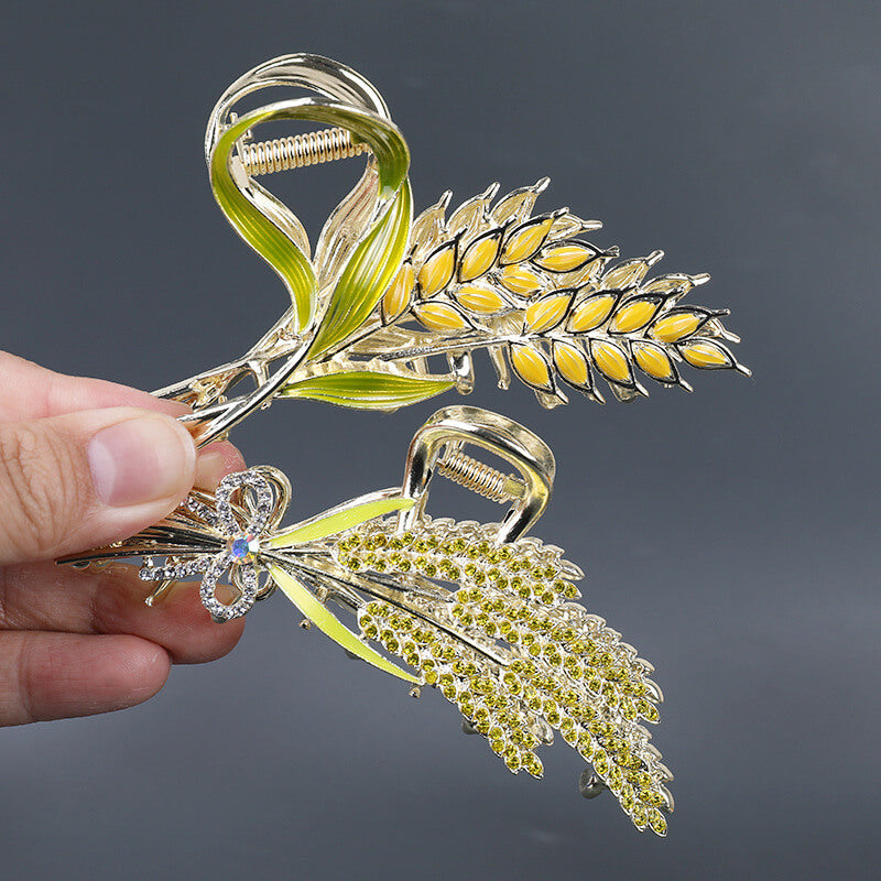 Gold Ear of Wheat French Hair Claw Clips