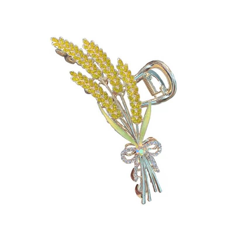 Gold Ear of Wheat French Hair Claw Clips
