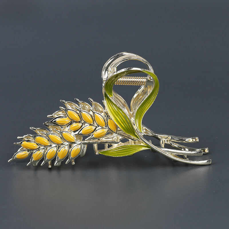 Gold Ear of Wheat French Hair Claw Clips