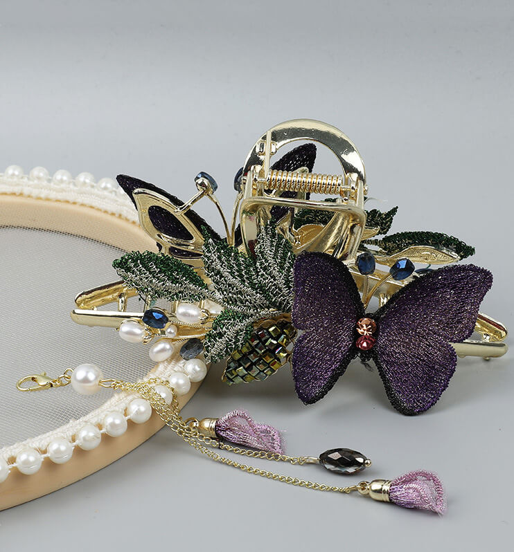 Handmade Butterfly Tassel Hair Claw Clips