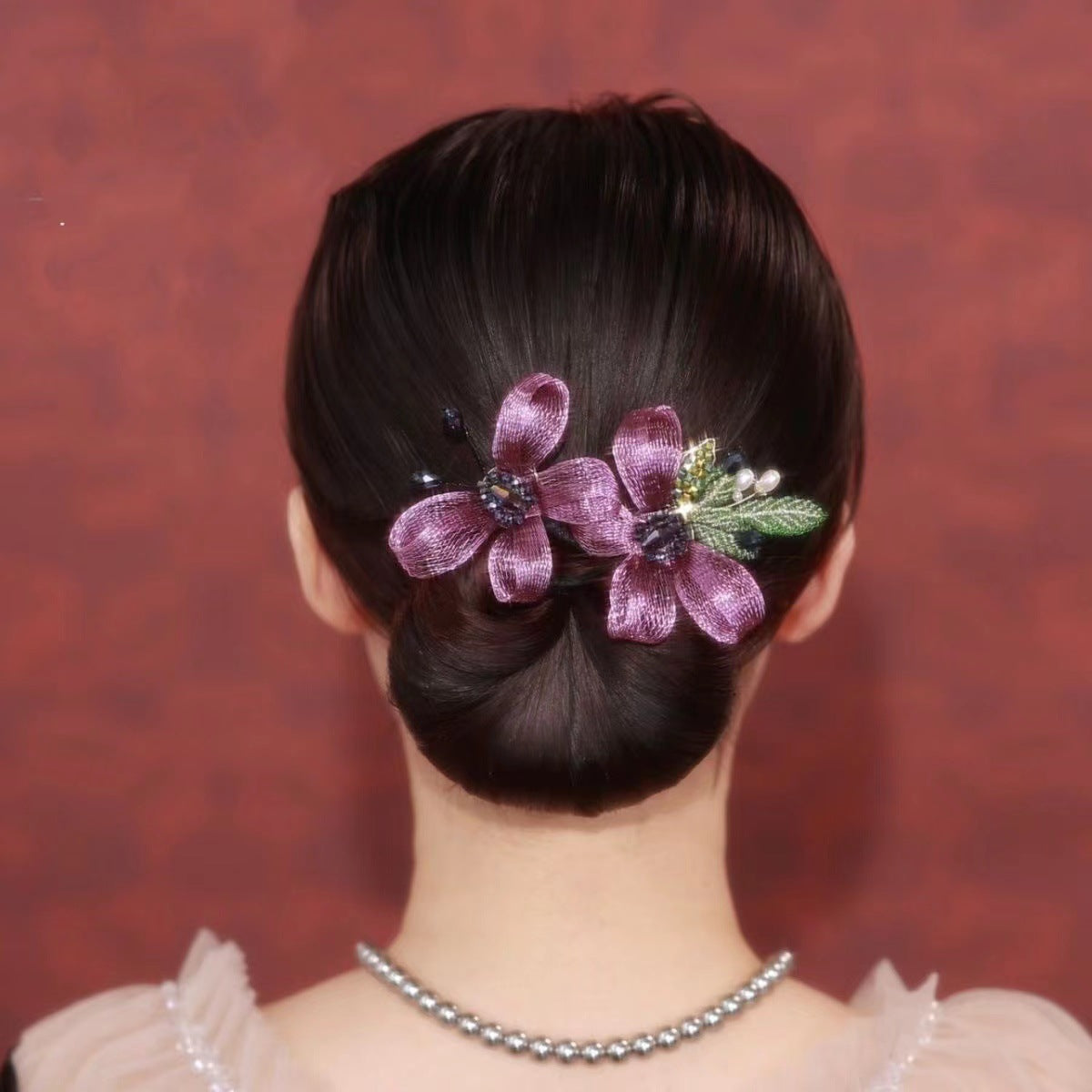 Handmade Embroidered Flower Hairstyle Maker Twist Clip