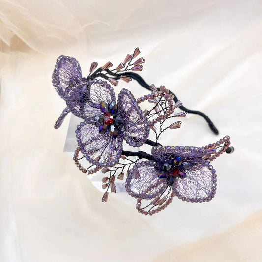 Handmade Knitted Bead Flower Headband
