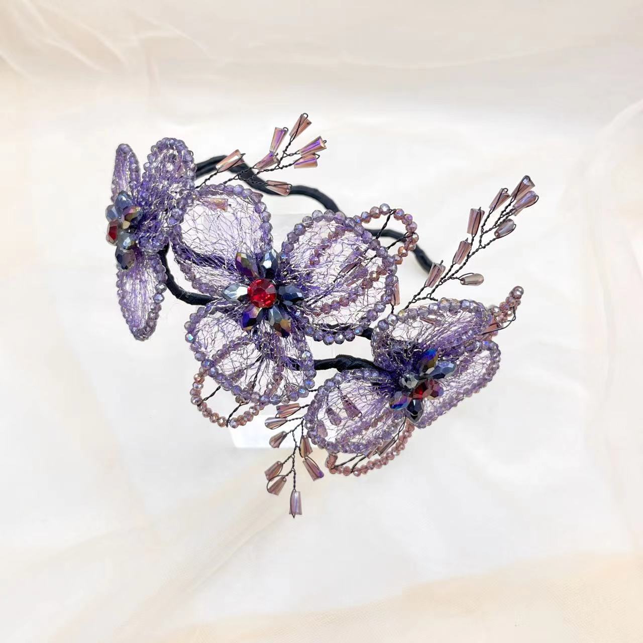 Handmade Knitted Bead Flower Headband