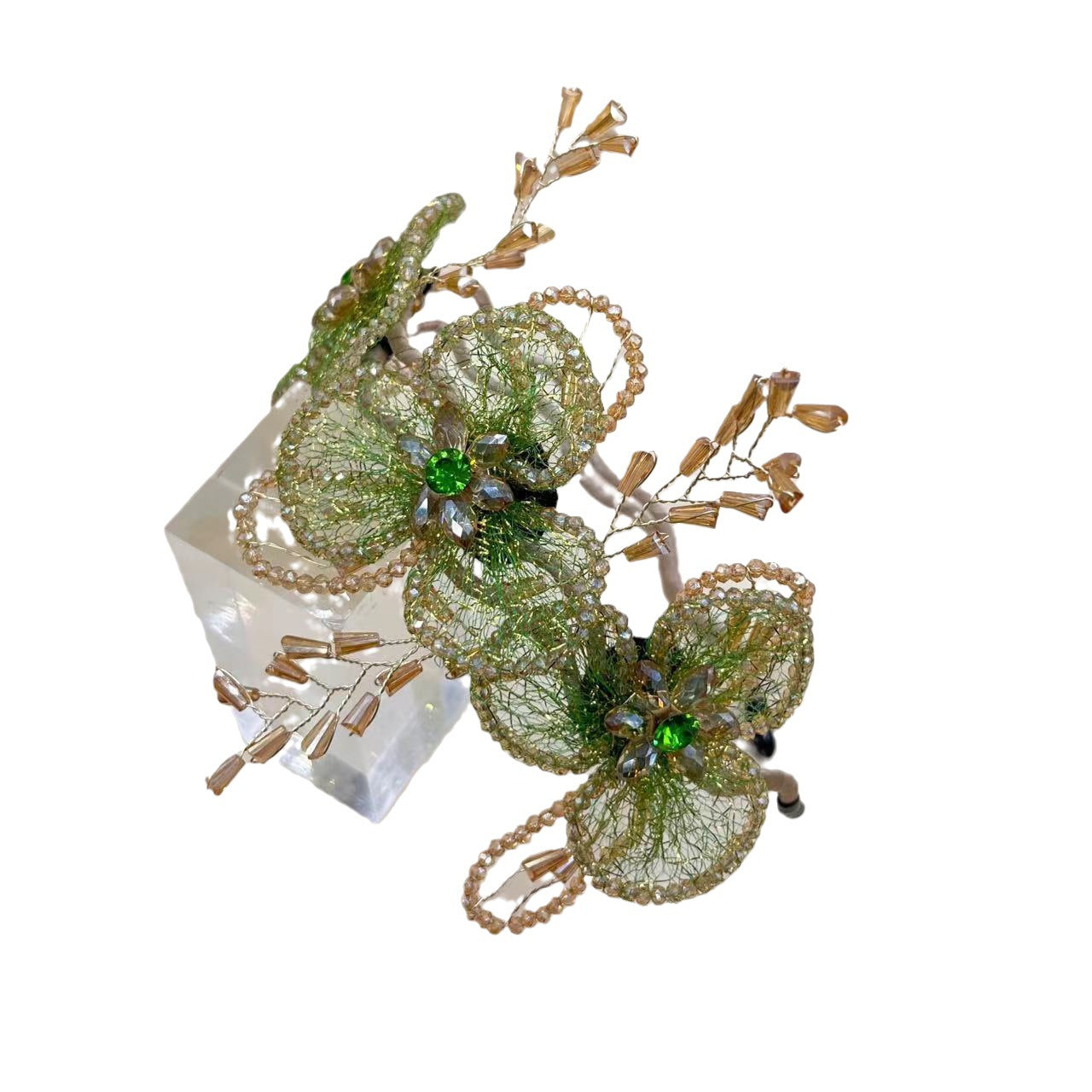 Handmade Knitted Bead Flower Headband