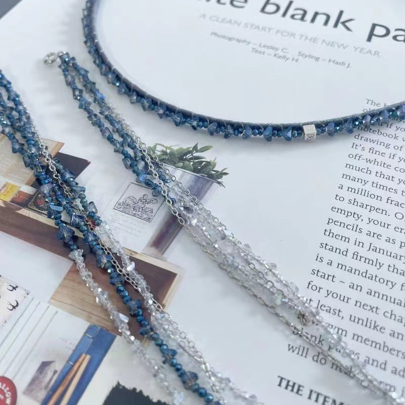 Handmade Knitted Crystal Detatchable Tassel Headband