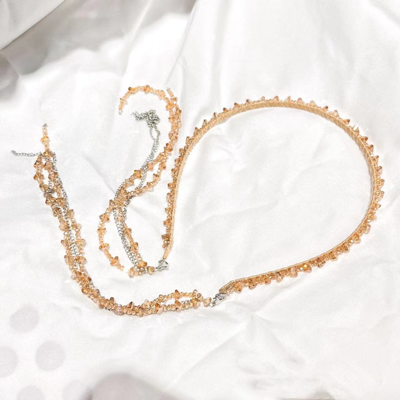 Handmade Knitted Crystal Detatchable Tassel Headband