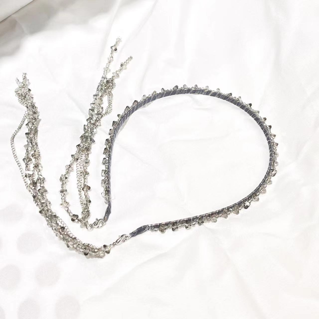 Handmade Knitted Crystal Detatchable Tassel Headband