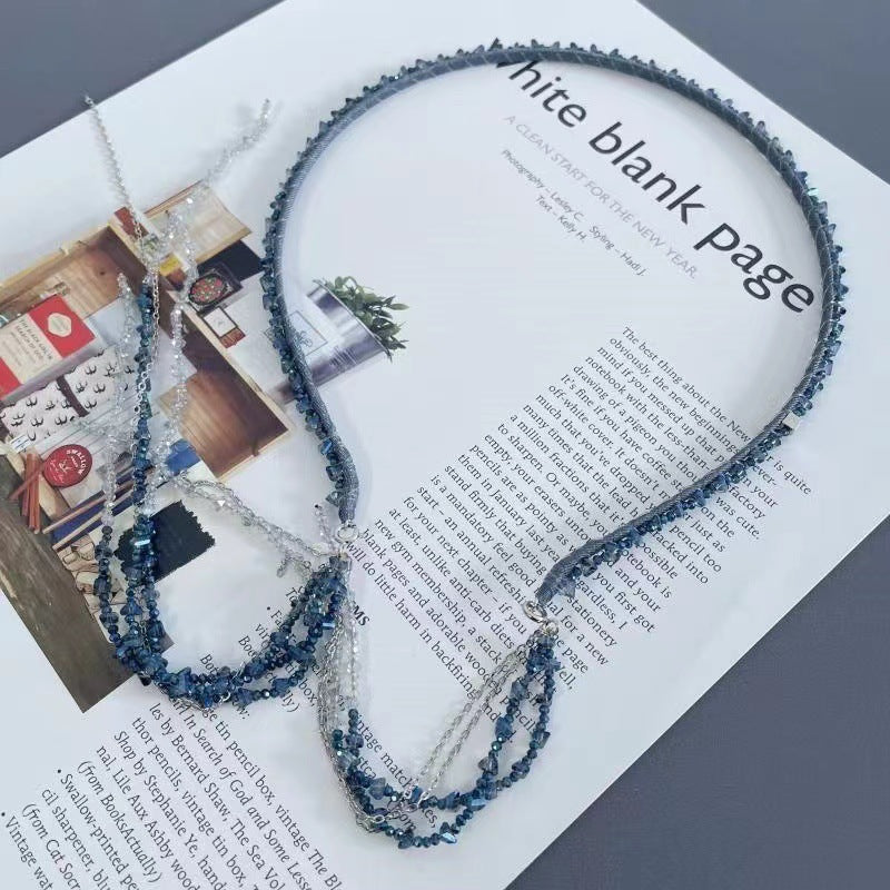 Handmade Knitted Crystal Detatchable Tassel Headband