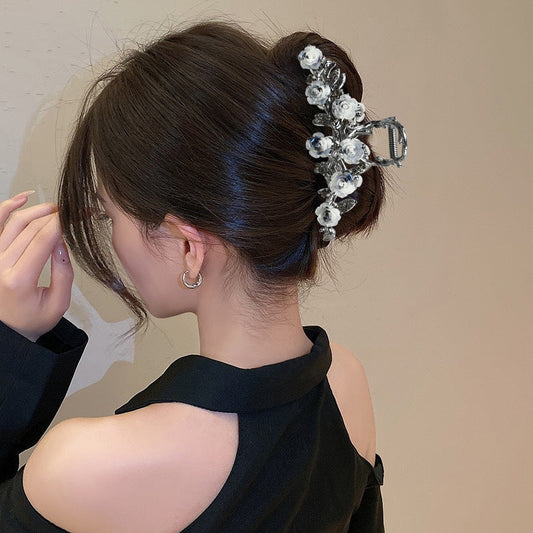 Handmade Large Size Camellia Hair Claw for Thick Hair