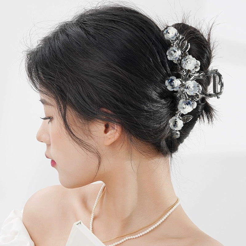 Handmade Large Size Camellia Hair Claw for Thick Hair