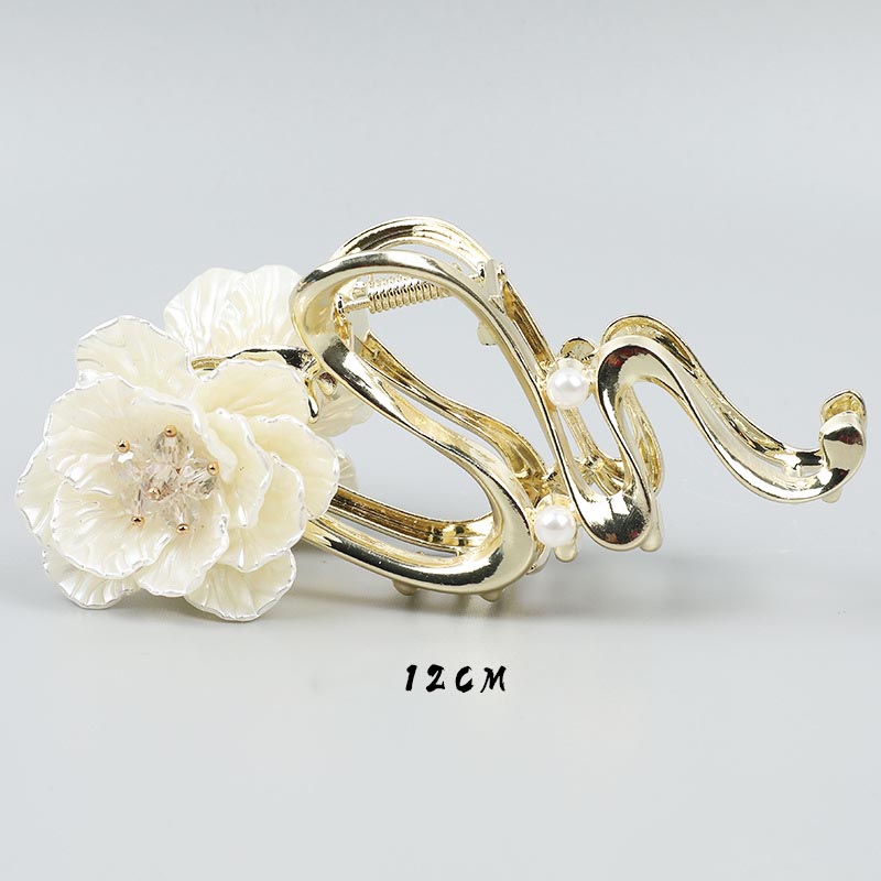 Handmade Pearl Flower Hair Claw for Long Hair