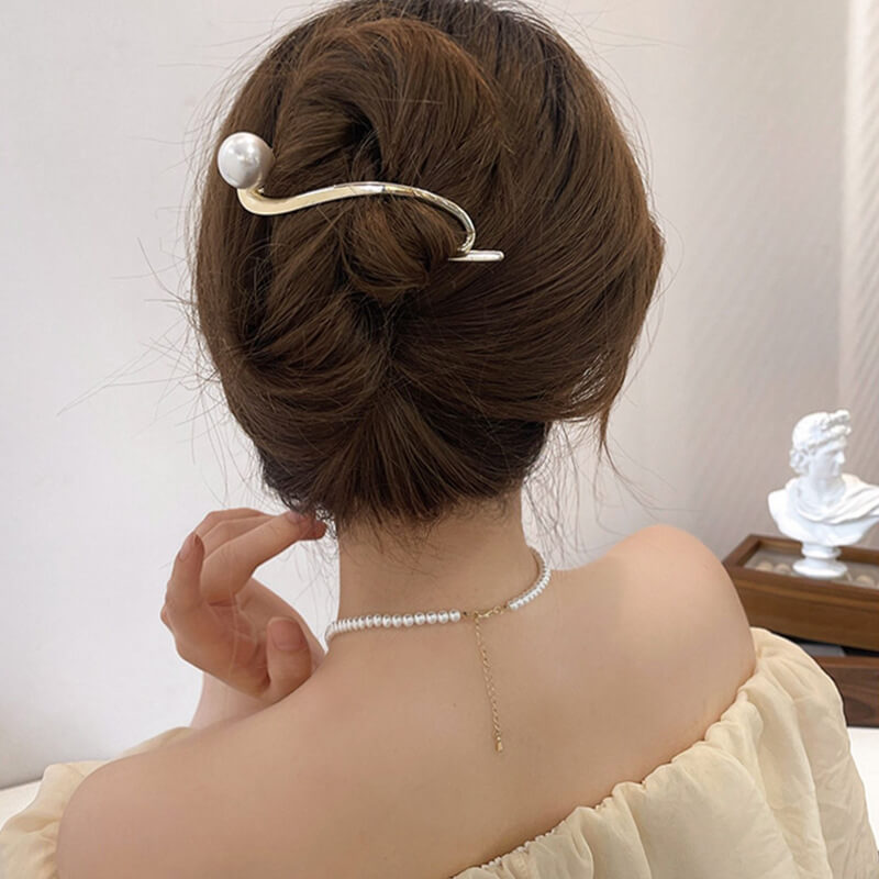 Handmade Pearl Updo Hairstyle Twist Hair Clips