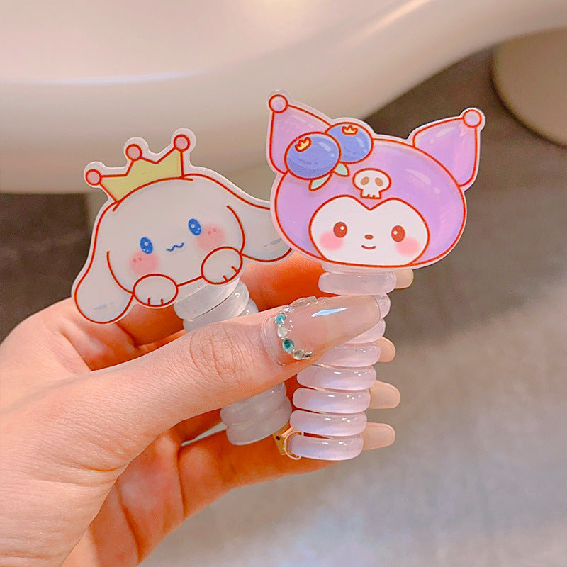 5PCs Hello Kitty Phone Wire Hair Bands Ponytail Holder for Kids
