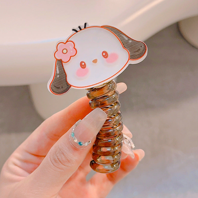 5PCs Hello Kitty Phone Wire Hair Bands Ponytail Holder for Kids