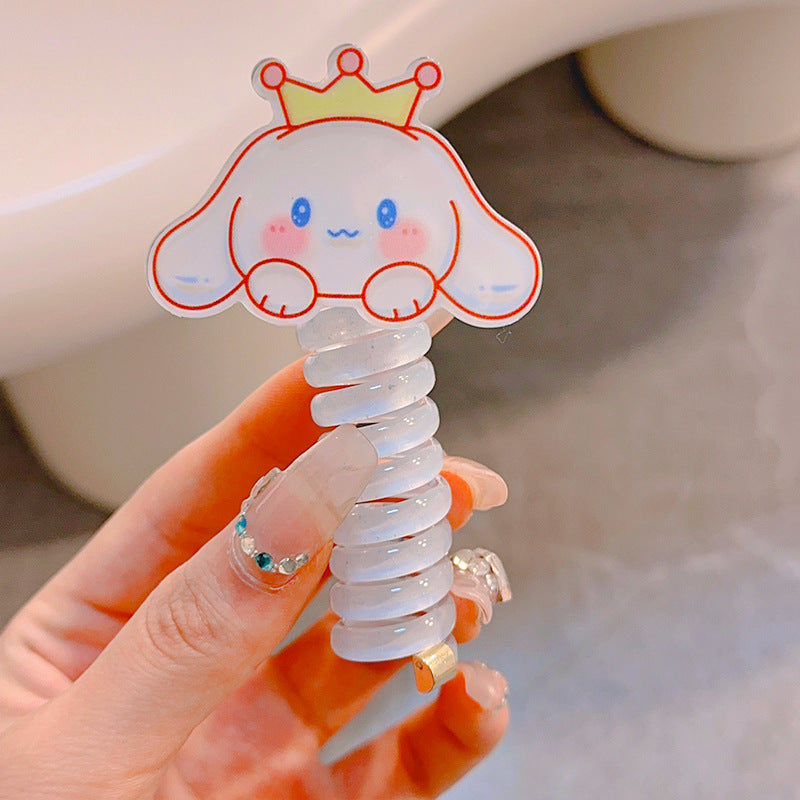 5PCs Hello Kitty Phone Wire Hair Bands Ponytail Holder for Kids