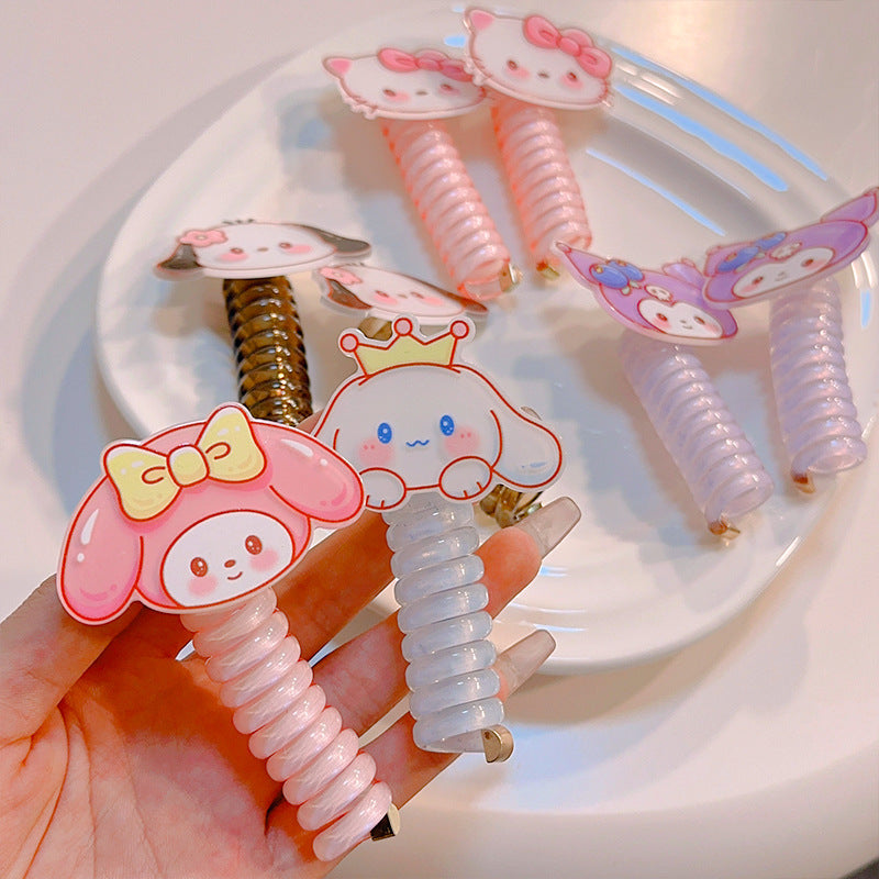 5PCs Hello Kitty Phone Wire Hair Bands Ponytail Holder for Kids