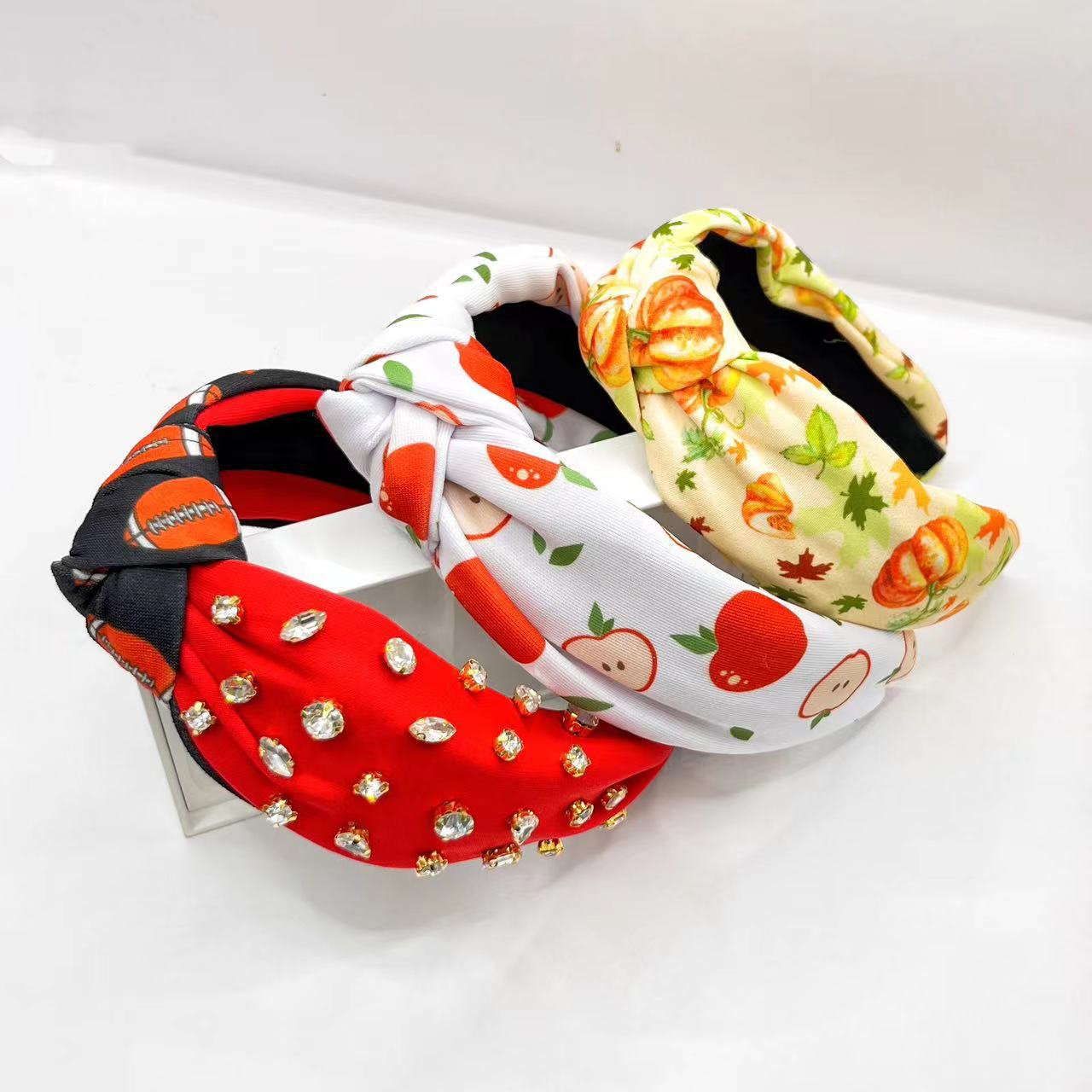 Pumpkin Print Tied Holiday Party Headband