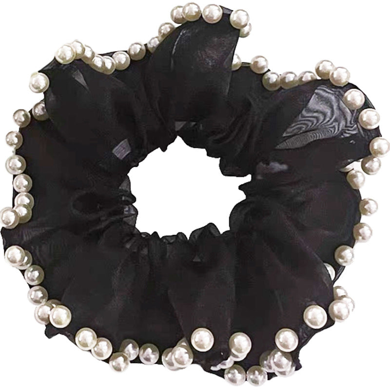 Large Mesh Pearl Ponytail Holder Hair Scruchies