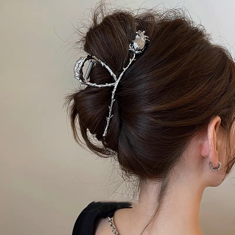 Large Size Rose Hair Claw for Thick Hair