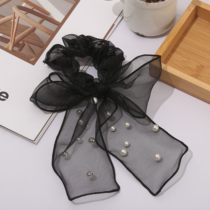 Pearl Bowknow Mesh Hair Tie Scruchies