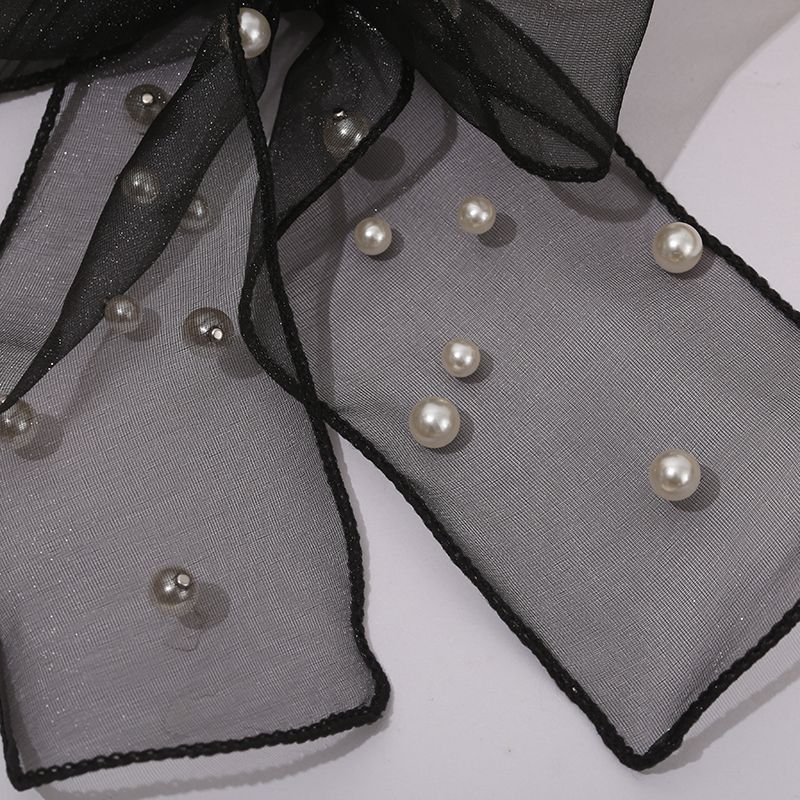 Pearl Bowknow Mesh Hair Tie Scruchies