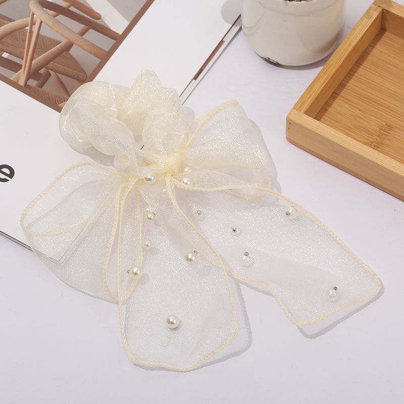 Pearl Bowknow Mesh Hair Tie Scruchies