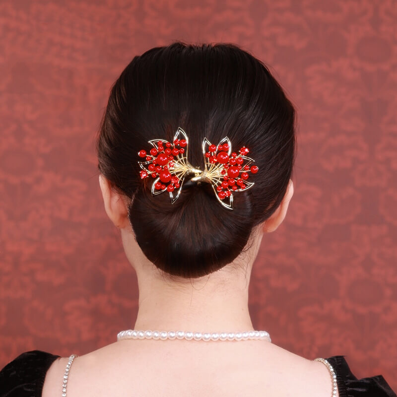 Red Pearl Easy Updo Hairstyle Tool Twist Hair Clips