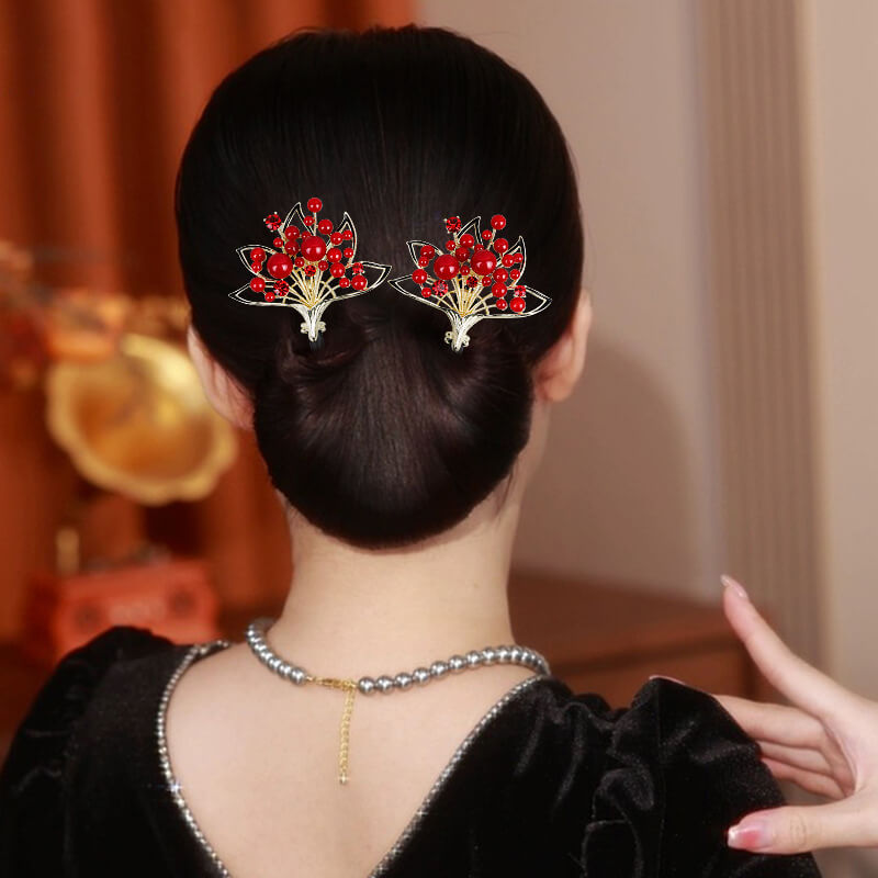 Red Pearl Easy Updo Hairstyle Tool Twist Hair Clips