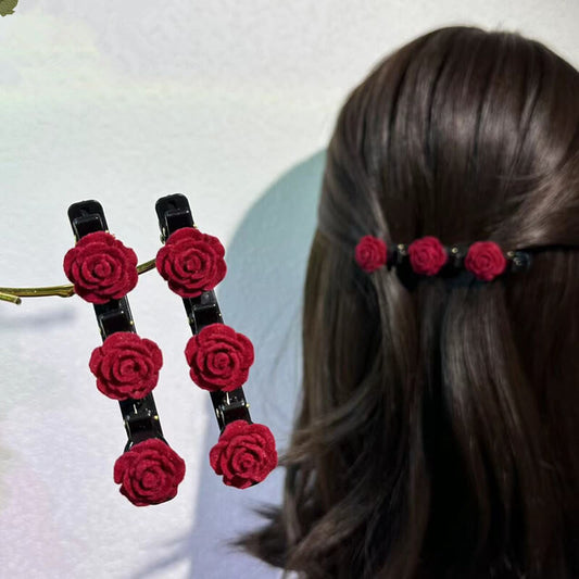 Red Rose Bangs Hair Clips for Hair Styling Sectioning