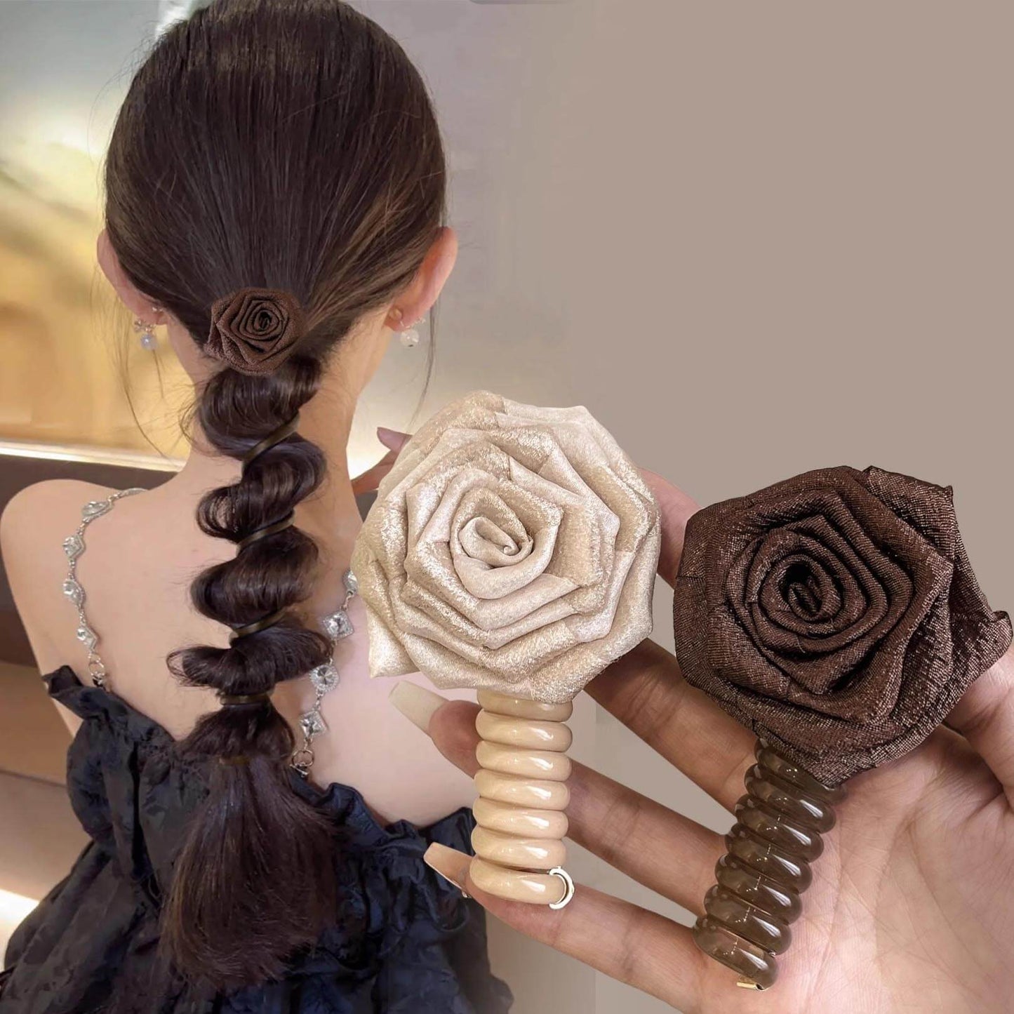 Rose Phone Wire Hair Ties Ponytail Holder