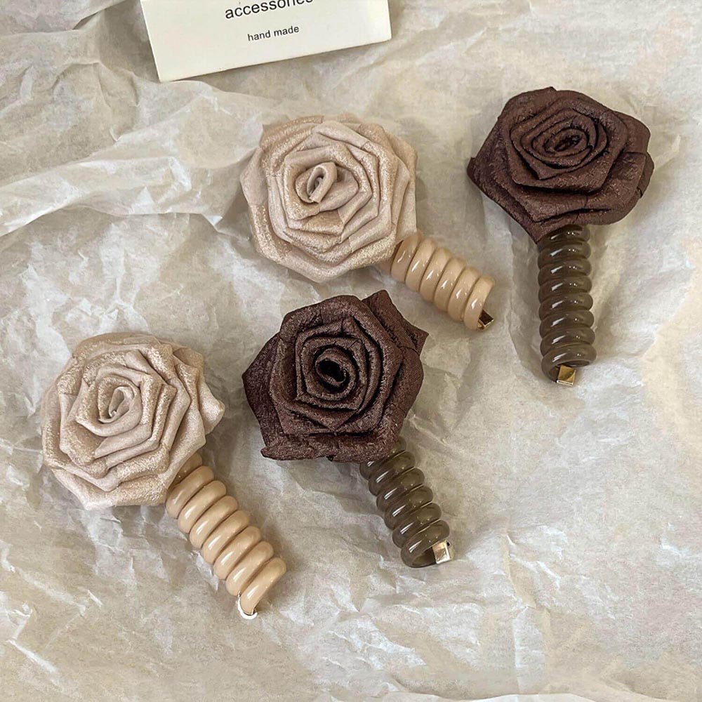 Rose Phone Wire Hair Ties Ponytail Holder